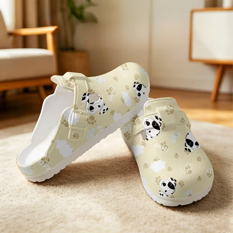 New Casual EVA Garden Shoes, Easy Cartoon Puppy And Paw Print Pattern