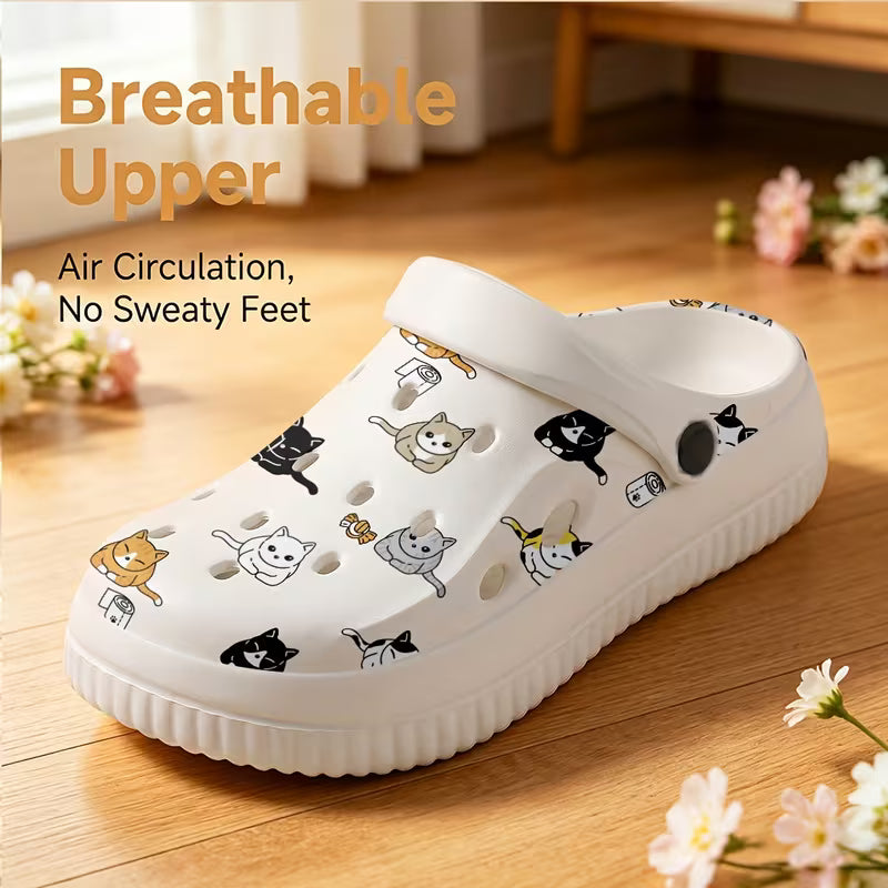 Cartoon Cat Pattern Print, Easy to Clean Quick-Dry Breathable
