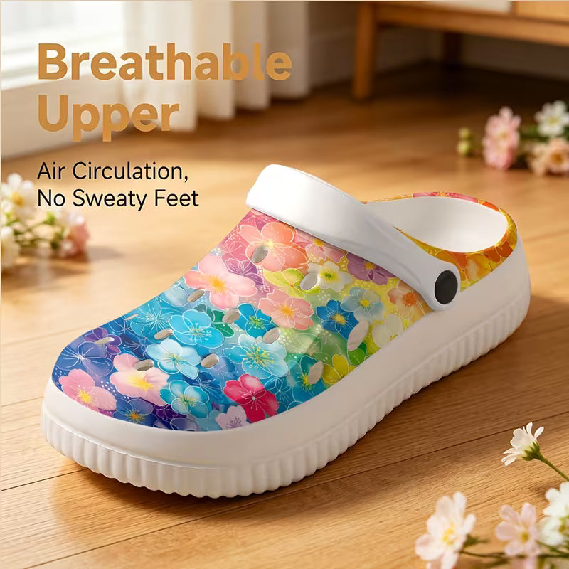 Rainbow Gradient and Japanese-Style Cherry Blossom Print