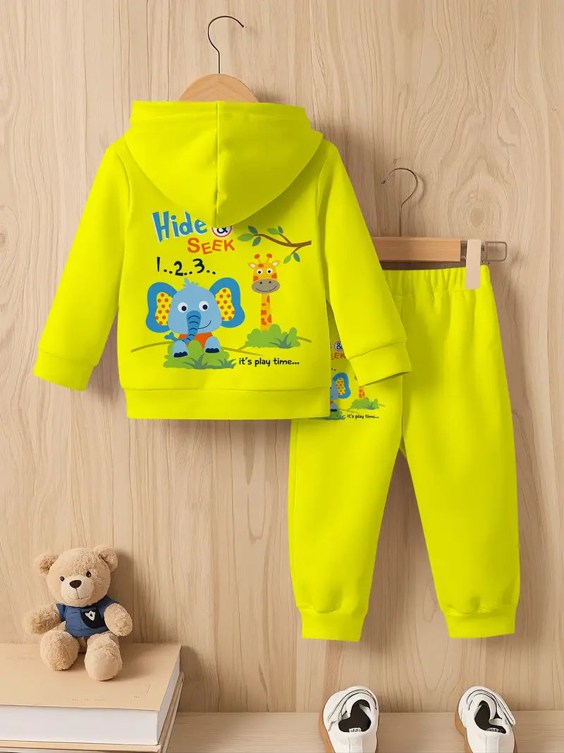 Baby Boys & Girls Hoodie Set elephant and giraffe