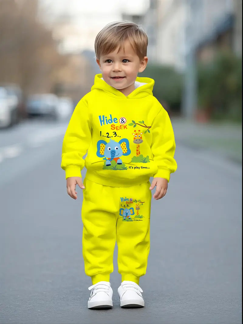 Baby Boys & Girls Hoodie Set elephant and giraffe