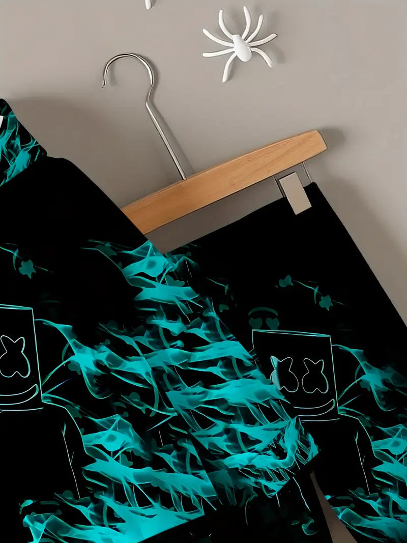 Baby Boys & Girls Hoodie Set Turquoise Blue & Black