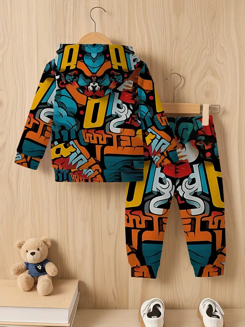 Baby Boys & Girls Hoodie Set Cartoon Letter