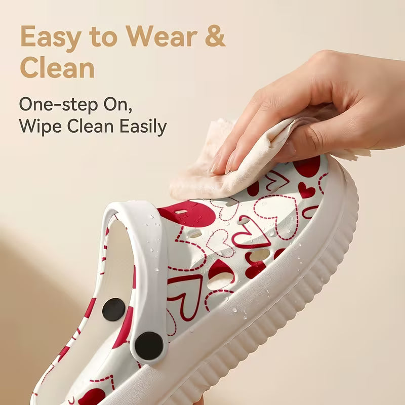 New Stylish EVA Garden Shoes with a Simple Heart Graffiti Print