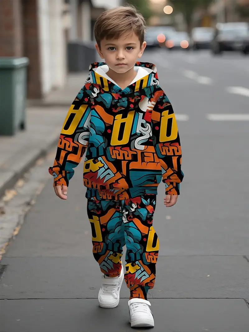 Baby Boys & Girls Hoodie Set Cartoon Letter