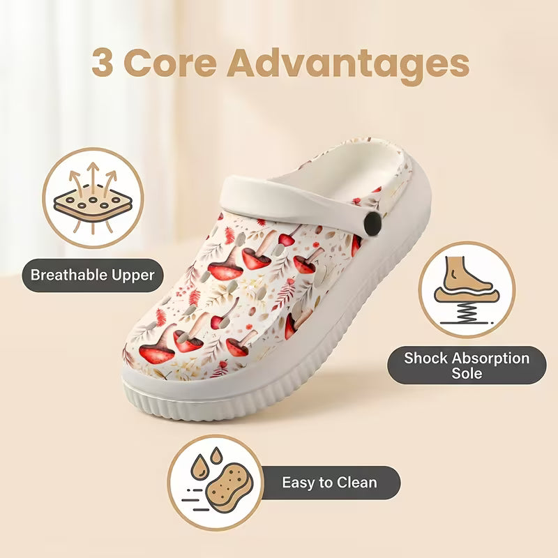 Cute Mushroom Pattern Print, Comfortable, Durable And Lightweight Slippers