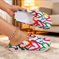 Fresh and Stylish Printed EVA Slip-on Shoes, Summer Rainbow Heart Print Design Slippers