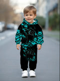 Baby Boys & Girls Hoodie Set Turquoise Blue & Black