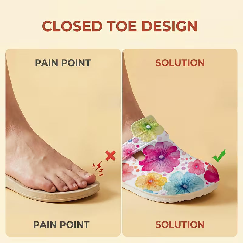 Fashion Printed Women's Toe-Post Slippers, Colorful Floral Print