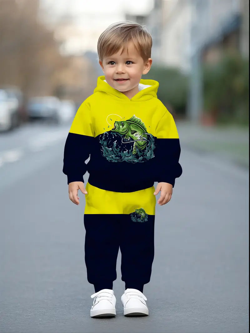 Baby Boys & Girls Hoodie Set black and yellow striped