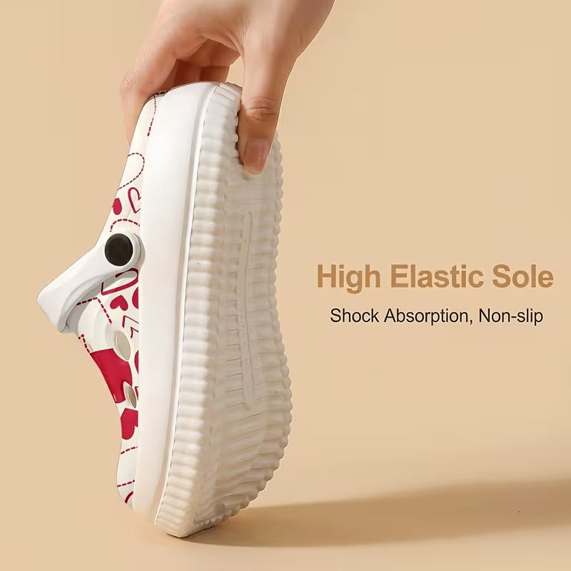 New Stylish EVA Garden Shoes with a Simple Heart Graffiti Print
