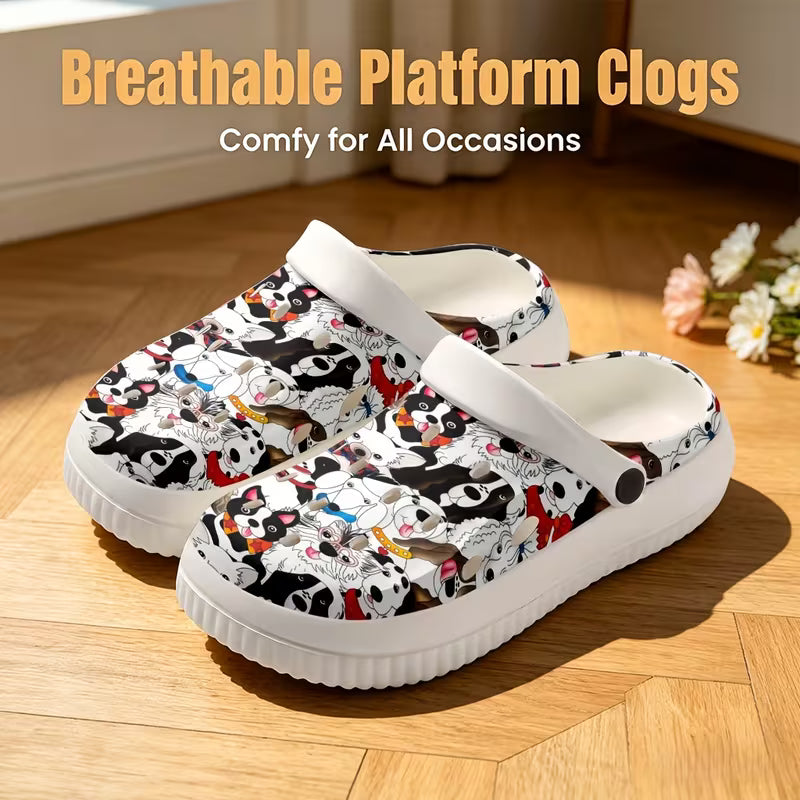 Elegant EVA Mules/clogs with a Simple Cartoon Dog Print
