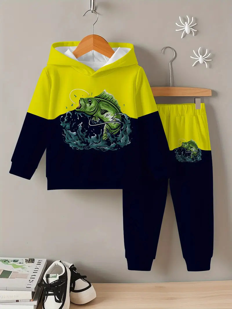 Baby Boys & Girls Hoodie Set black and yellow striped