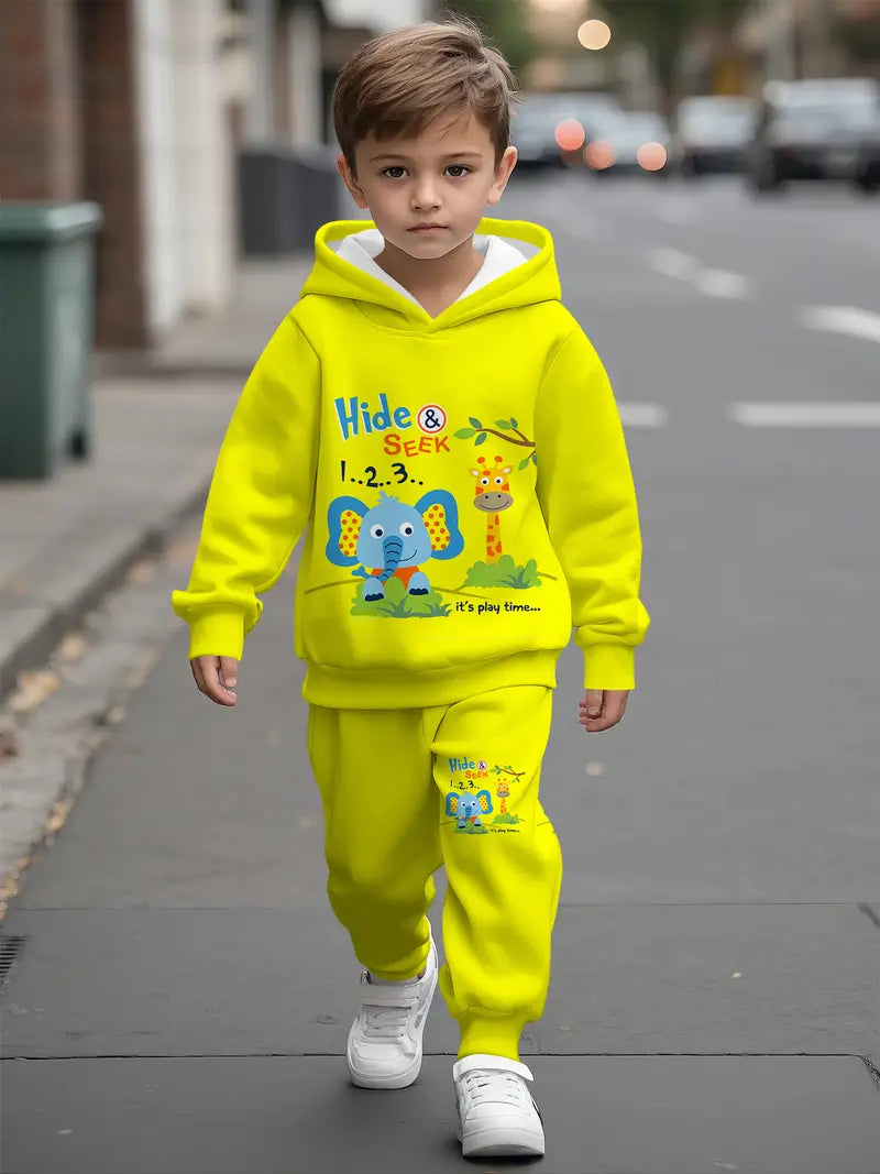 Baby Boys & Girls Hoodie Set elephant and giraffe