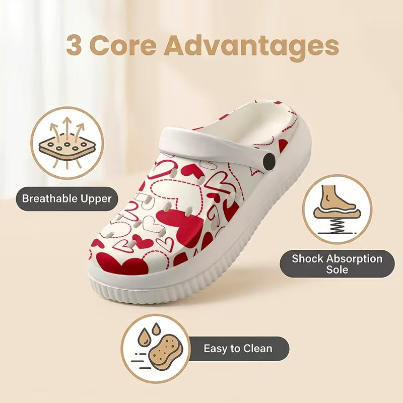 New Stylish EVA Garden Shoes with a Simple Heart Graffiti Print