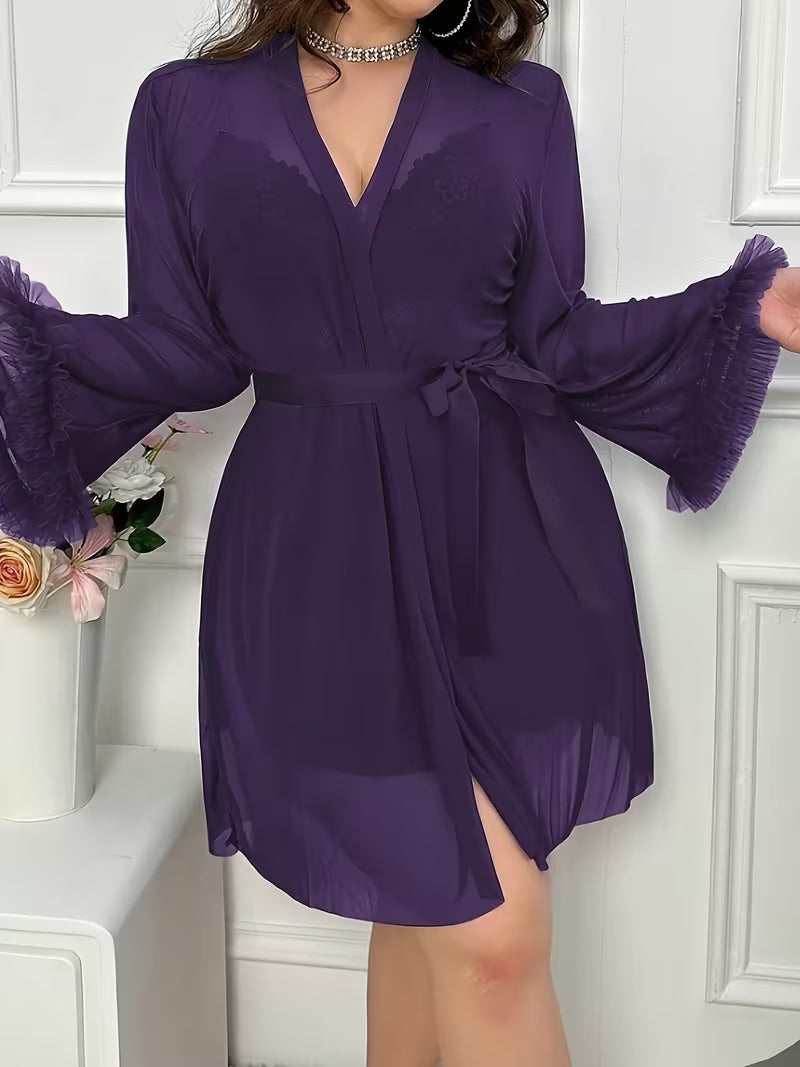 Women's Purple Lace Camisole Two-Piece Set