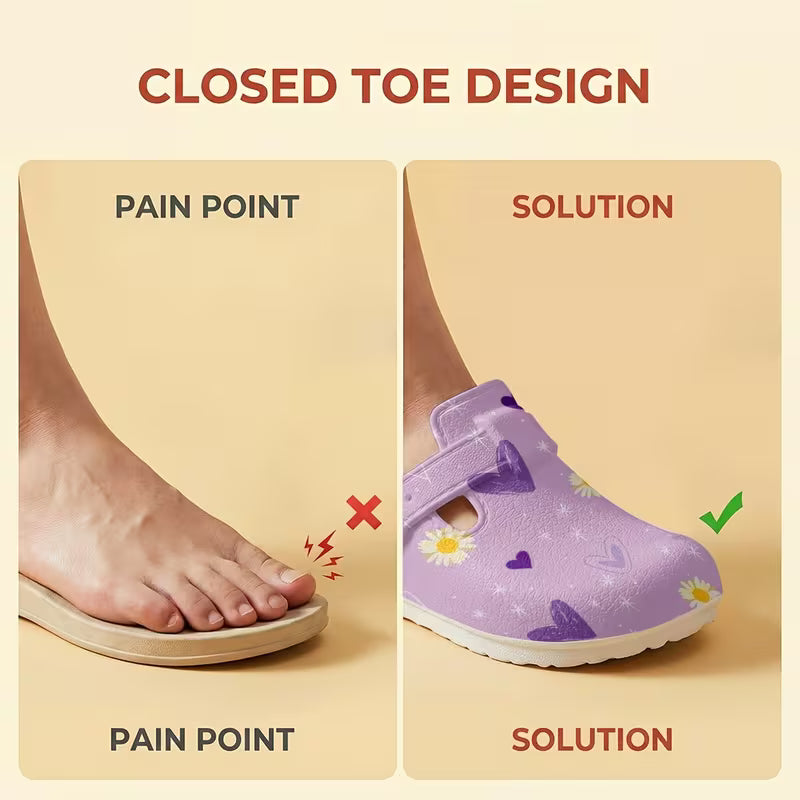 Cute Sweet Purple Heart Print EVA Garden Shoes