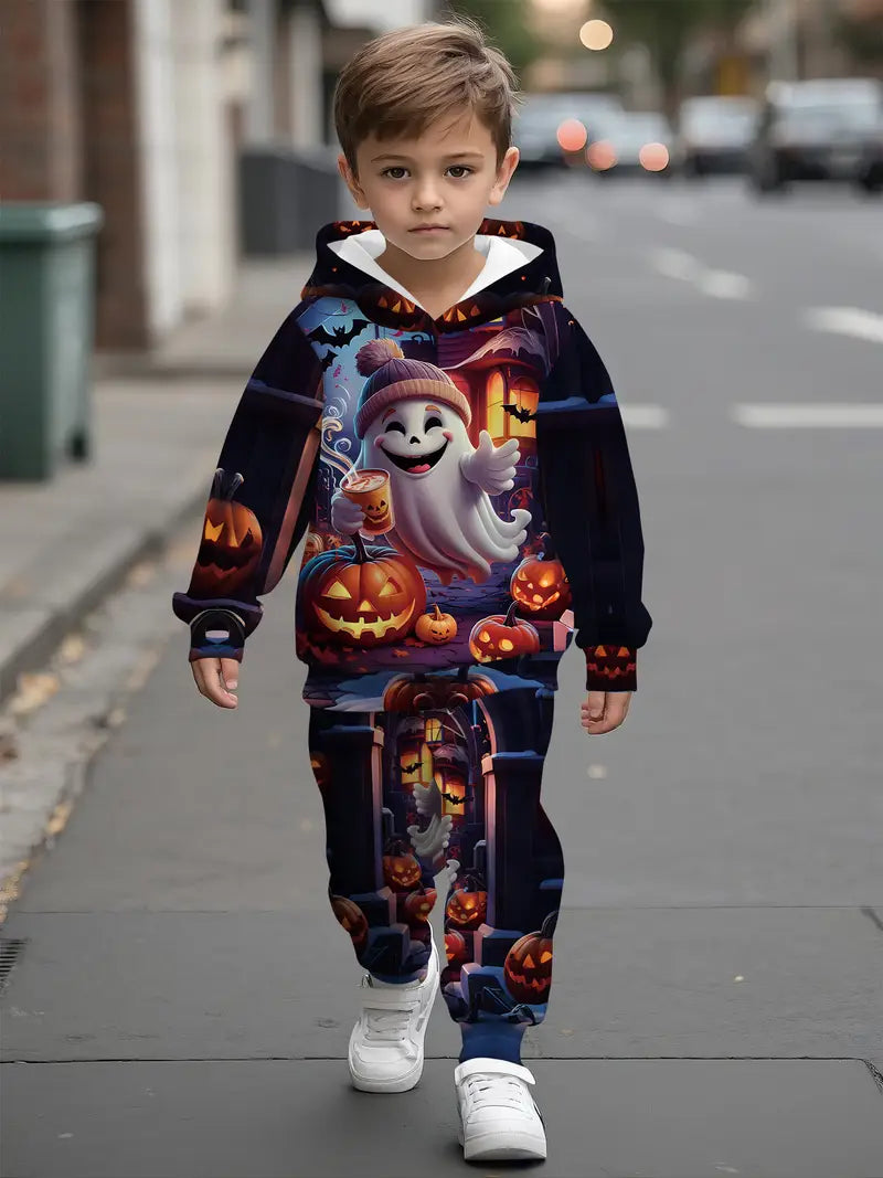 Baby Boys & Girls Hoodie Set Ghost, Pumpkin Lantern & Bat