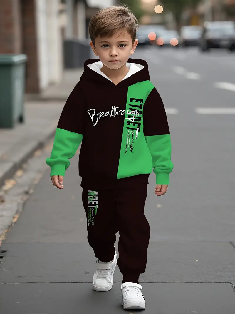 Baby Boys & Girls Hoodie Set black and green color