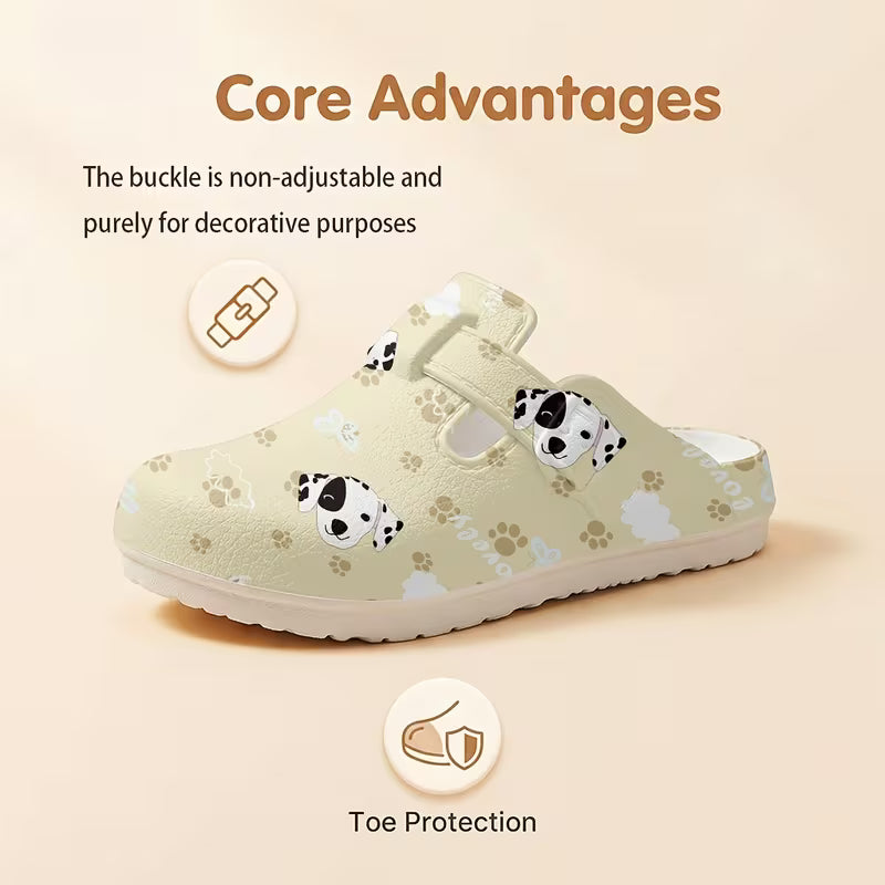 New Casual EVA Garden Shoes, Easy Cartoon Puppy And Paw Print Pattern