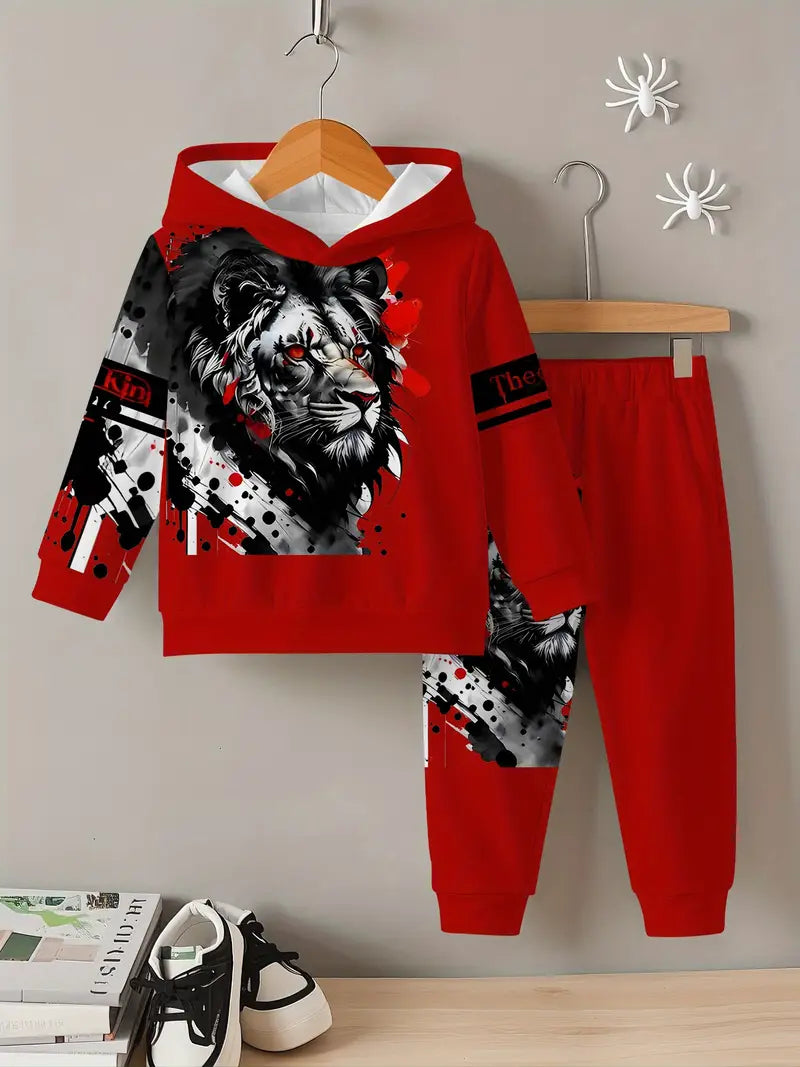 Baby Boys & Girls Hoodie Set Red Lion