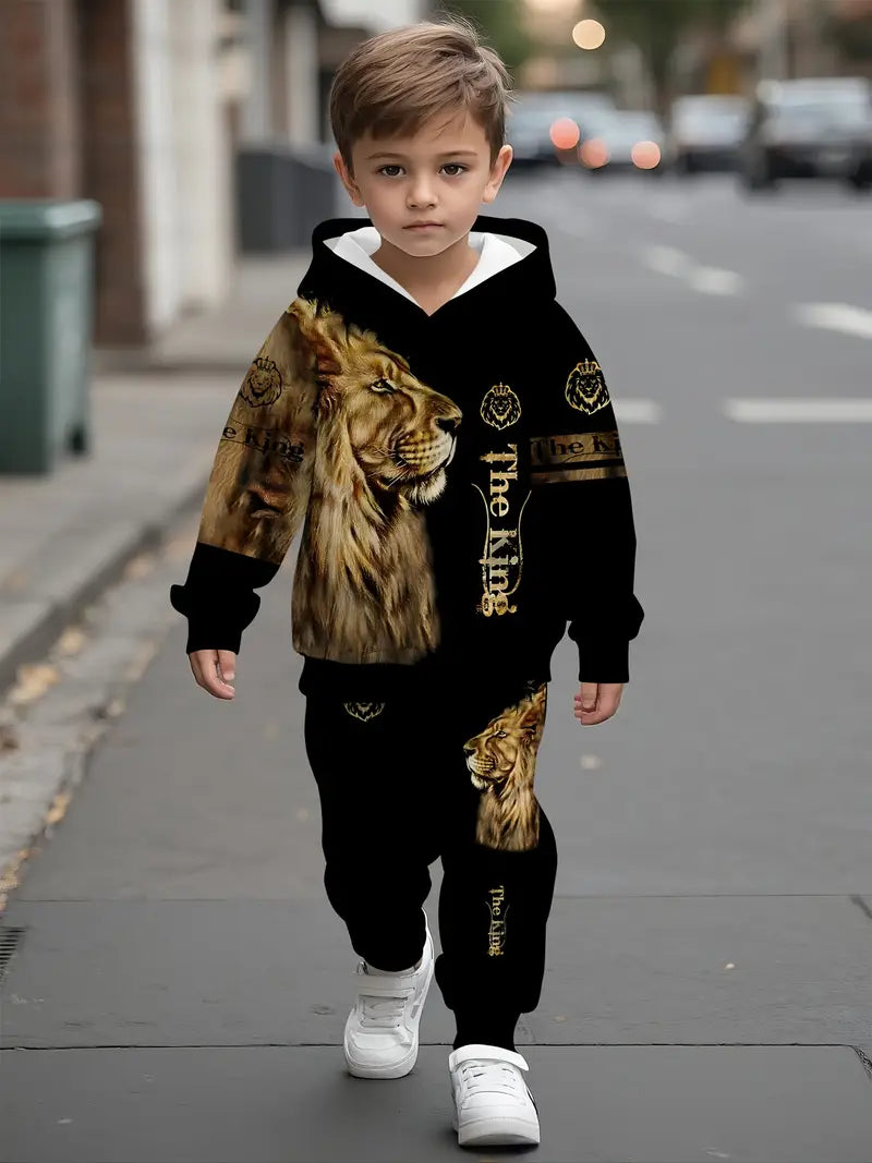 Baby Boys & Girls Hoodie Set Black Lion