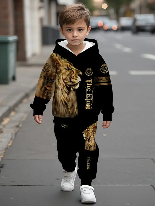 Baby Boys & Girls Hoodie Set Black Lion