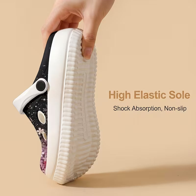Pink Cherry Blossom Pattern EVA Women's Lightweight Perforated Shoes