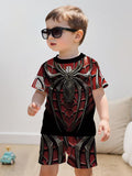 Casual Sporty Trendy Armor Cool Macha Style Printed Round-neck T-shirt