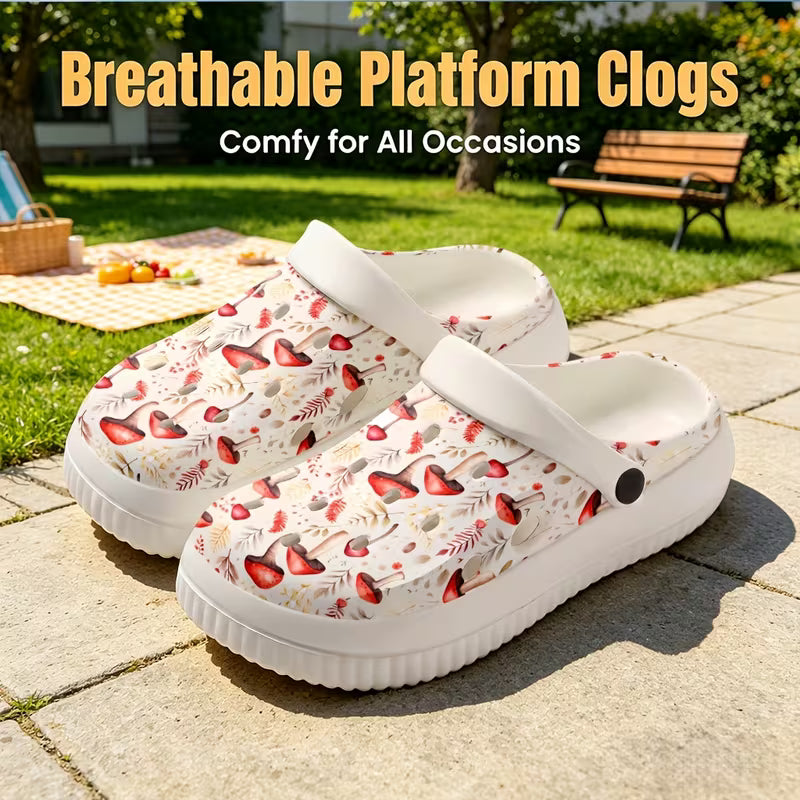 Cute Mushroom Pattern Print, Comfortable, Durable And Lightweight Slippers