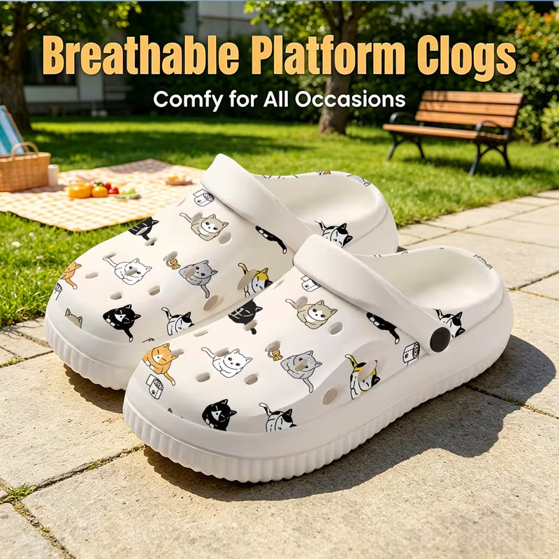 Cartoon Cat Pattern Print, Easy to Clean Quick-Dry Breathable