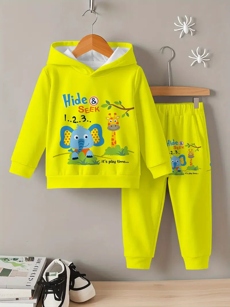 Baby Boys & Girls Hoodie Set elephant and giraffe