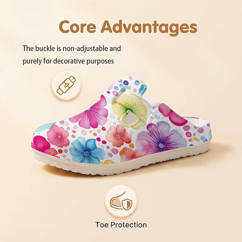 Fashion Printed Women's Toe-Post Slippers, Colorful Floral Print