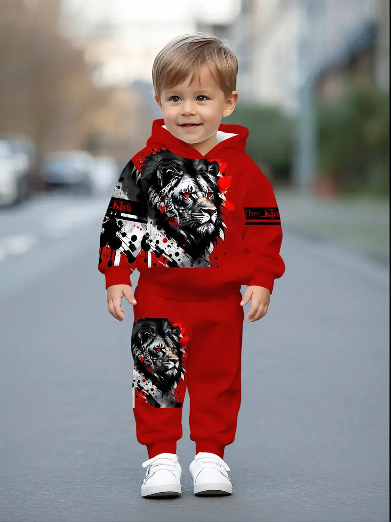 Baby Boys & Girls Hoodie Set Red Lion