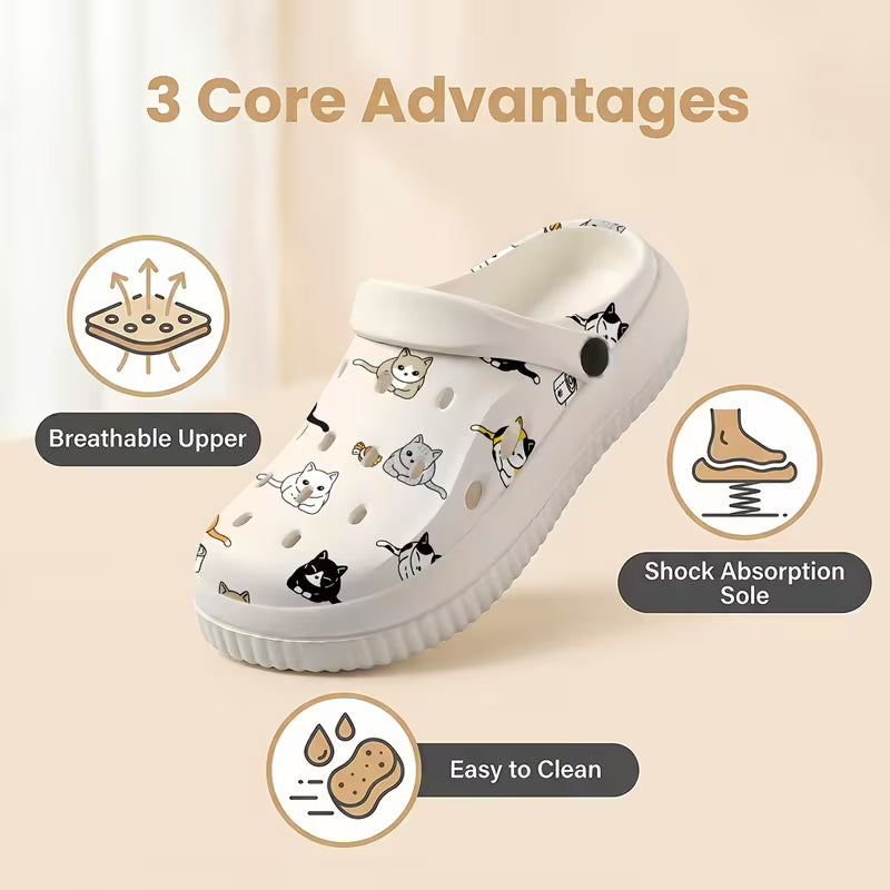 Cartoon Cat Pattern Print, Easy to Clean Quick-Dry Breathable