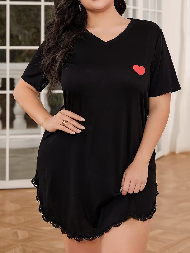 Women's Nightgown Spring Summer Loose Short Sleeve