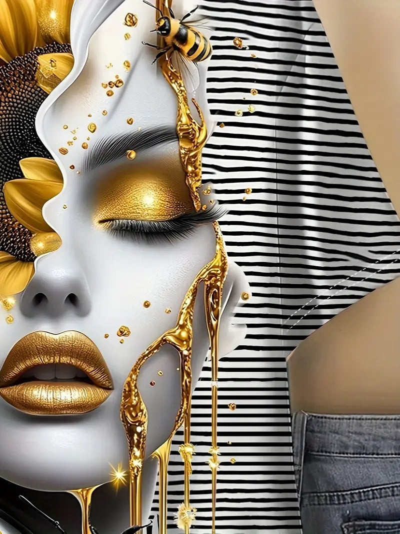 3D Print Lady Face Tee for Everyday Wear