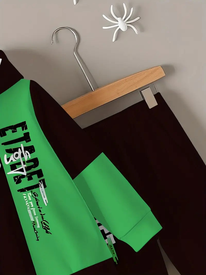 Baby Boys & Girls Hoodie Set black and green color