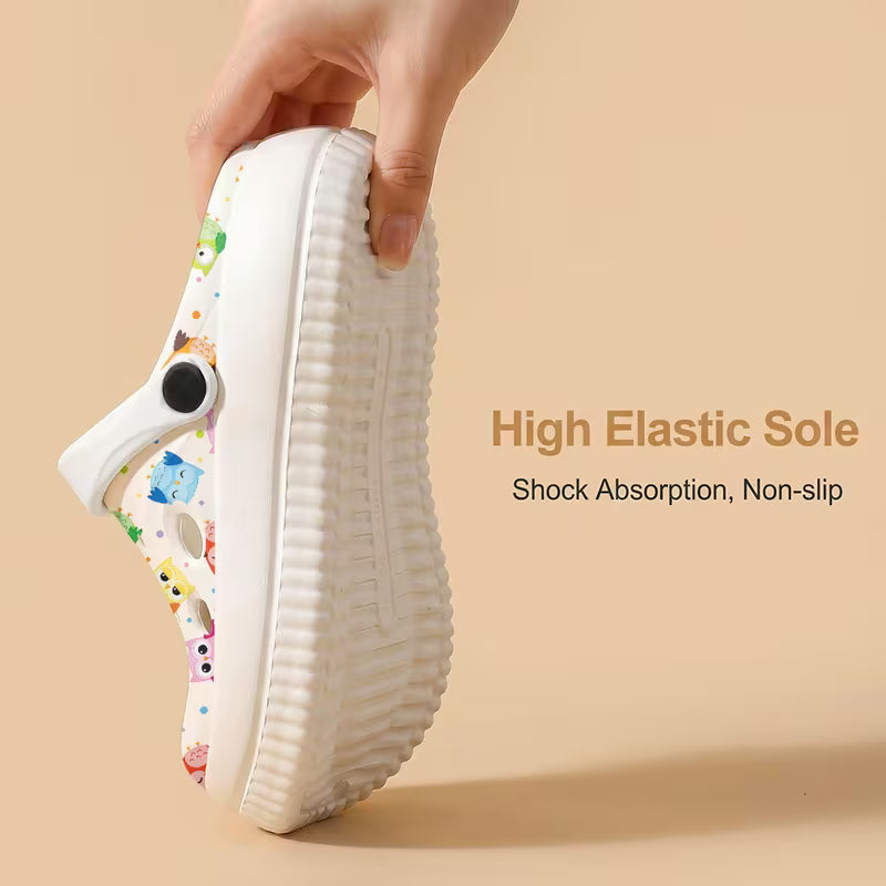 New Fashion EVA Women's Hole-Punch Shoes, Cartoon Owl Pattern Print
