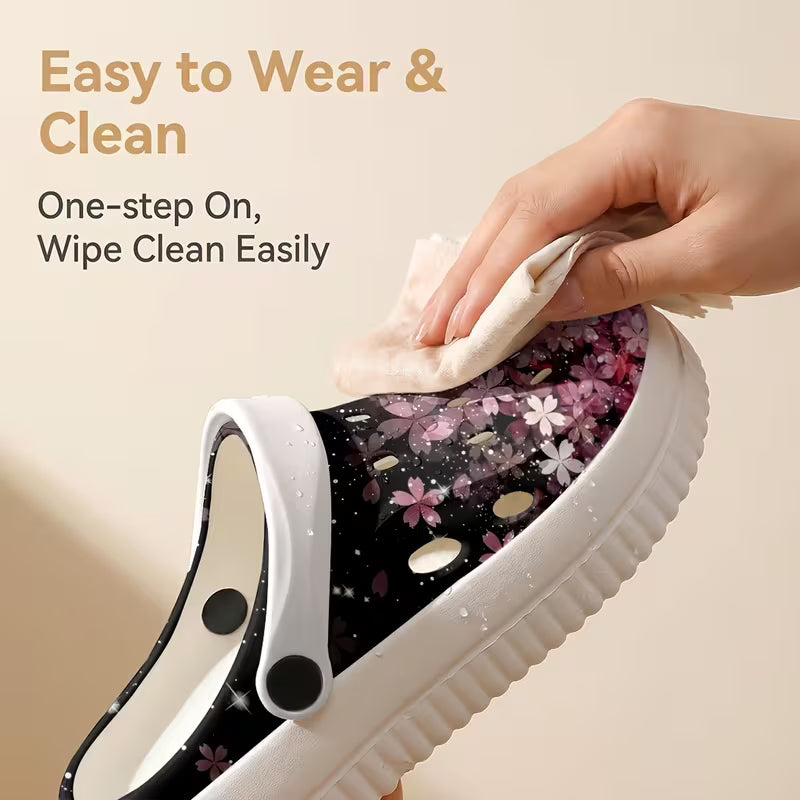Pink Cherry Blossom Pattern EVA Women's Lightweight Perforated Shoes