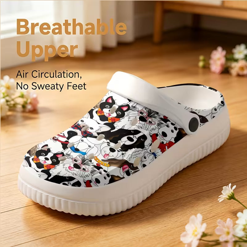 Elegant EVA Mules/clogs with a Simple Cartoon Dog Print