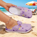 Cute Sweet Purple Heart Print EVA Garden Shoes