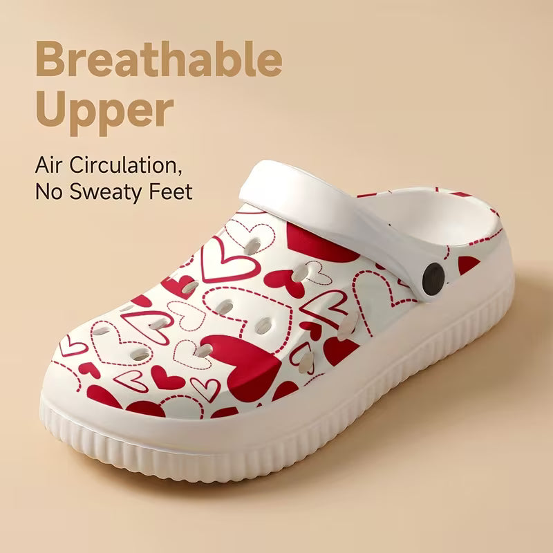 New Stylish EVA Garden Shoes with a Simple Heart Graffiti Print
